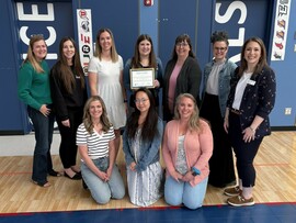 École Good Shepherd School Council with ASCA Vice President Meagan Parisian (far right)