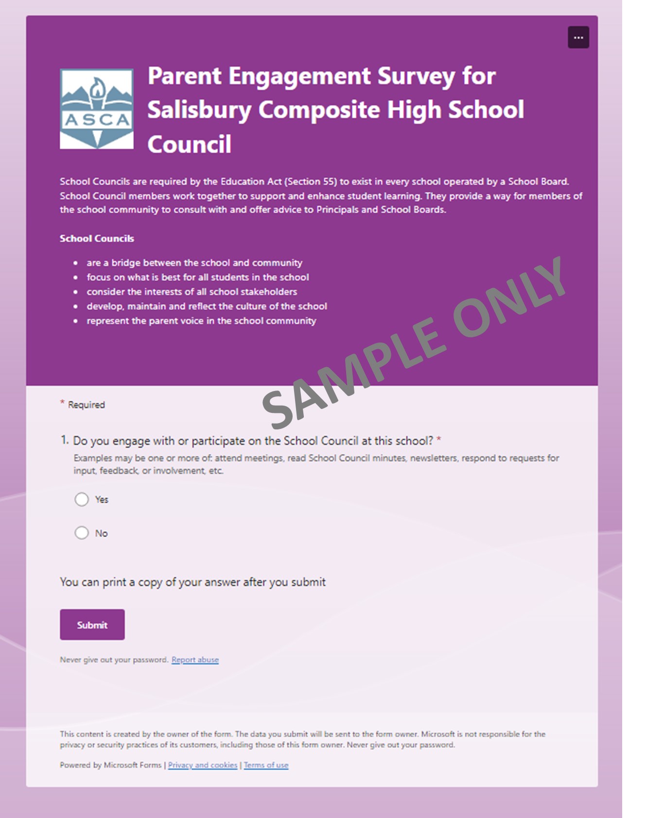 Engagement surveys alberta school councils association
